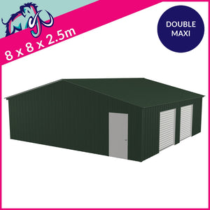 Double Maxi Apex Garage Side Access – 8 x 8 x 2.5m– 2 Roller/1 PA
