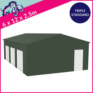 Triple Standard Apex Garage Side Access – 6 x 12 x 2.5m– 3 Roller/1 PA