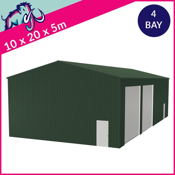 Warehouse 4 Bay 10 Degree Apex Side Access 10 x 20 x 5m – 2 Roller/1 PA/1 FD