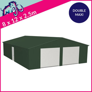 Double Maxi Apex Garage Gable Access – 8 x 12 x 2.5m– 2 Roller/1 PA