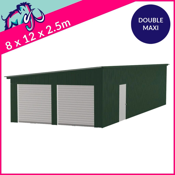 Double Maxi Pent Garage Gable Access – 8 x 12 x 2.5m– 2 Roller/1 PA