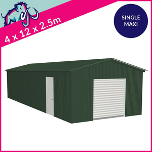 Single Maxi Apex Garage – 4 x 12 x 2.5m– 1 Roller/1 PA
