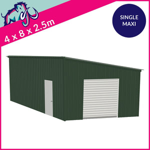 Single Maxi Pent Garage – 4 x 8 x 2.5m– 1 Roller/1 PA