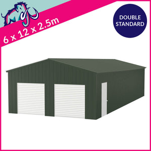 Double Standard Apex Garage Gable Access – 6 x 12 x 2.5m– 2 Roller/1 PA