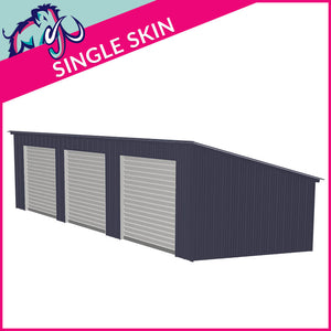 Triple Standard Pent Garage Side Access – 6 x 9 x 2.5m– 3 Roller/1 PA