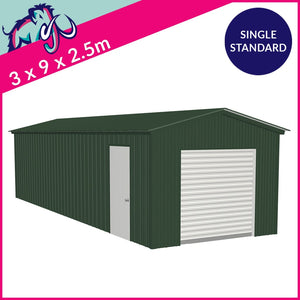 Single Standard Apex Garage – 3 x 9 x 2.5m– 1 Roller/1 PA